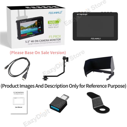 FEELWORLD F5 PRO V4 6" 3D LUT Touchscreen Monitor 4K HDMI I/O High-Res Rec.709 Aux Power Multiple Mounting Options