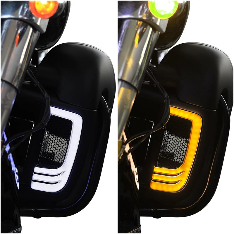Motorcycle Fairing Lower Grills LED Turn Signal Light blinker For Harley Touring Road King Electra Glide FLHTK CVO Limited 14-23