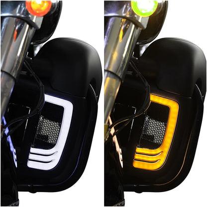 Motorcycle Fairing Lower Grills LED Turn Signal Light blinker For Harley Touring Road King Electra Glide FLHTK CVO Limited 14-23
