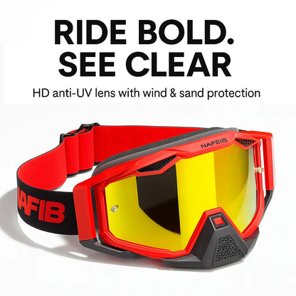 Motorcycle glasses with windproof lens for motocross, dirt bike, ATV, ski, sunglasses & outdoor cycling