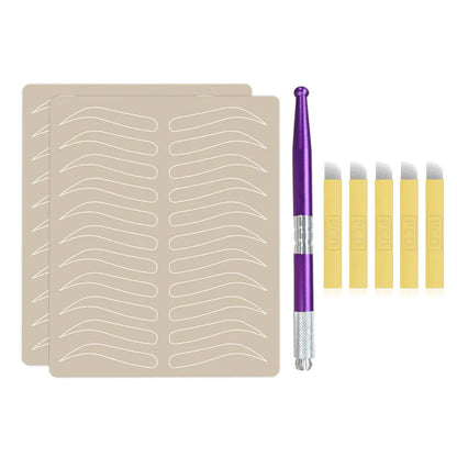 Microblading Eyebrow Practice Kit Eyebrow Tattoo Practice Latex Skin Manual Pen Microblading Needle for Permanent Makeup 4 Types