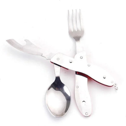 4 in 1 Camping Utensils Cutlery - Camping Stainless Steel Folding Pocket Kits for Hiking Survival Camping Travel