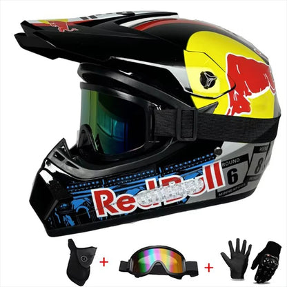 Motocross and Off-Road Helmet Set - Extreme Youth Challenge Full Helmet, Goggles, Gloves, and Protective Gear