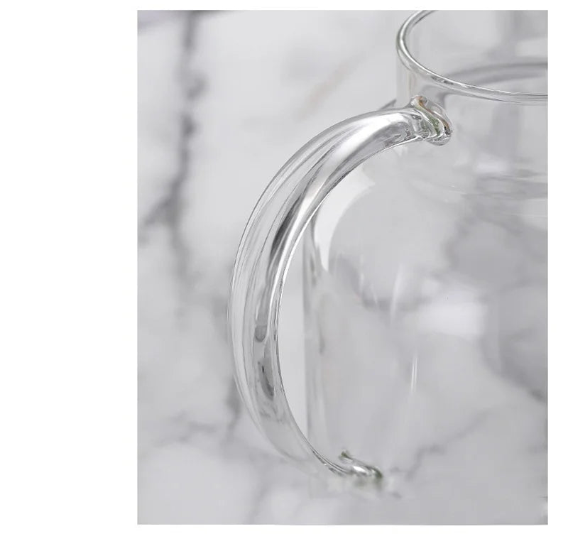1/1.8L Transparent Glass Teapot with Bamboo Lid Heat-Resistant Glass Pitcher Thickened Glass Flower Tea pot Puer Kettle Office