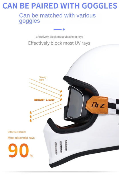 Dot-approved, motorcycle full-cover vintage helmet, Cafe cruiser helmet, PC lenses, suede lining