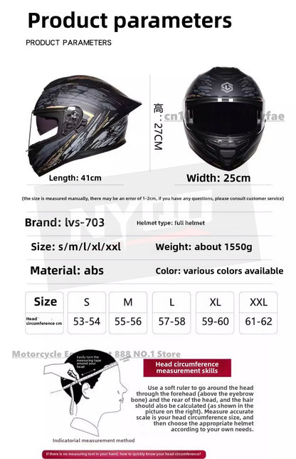 LVS motorcycle helmet men's and women's full face helmet double lens racing helmet DOT certification casco moto
