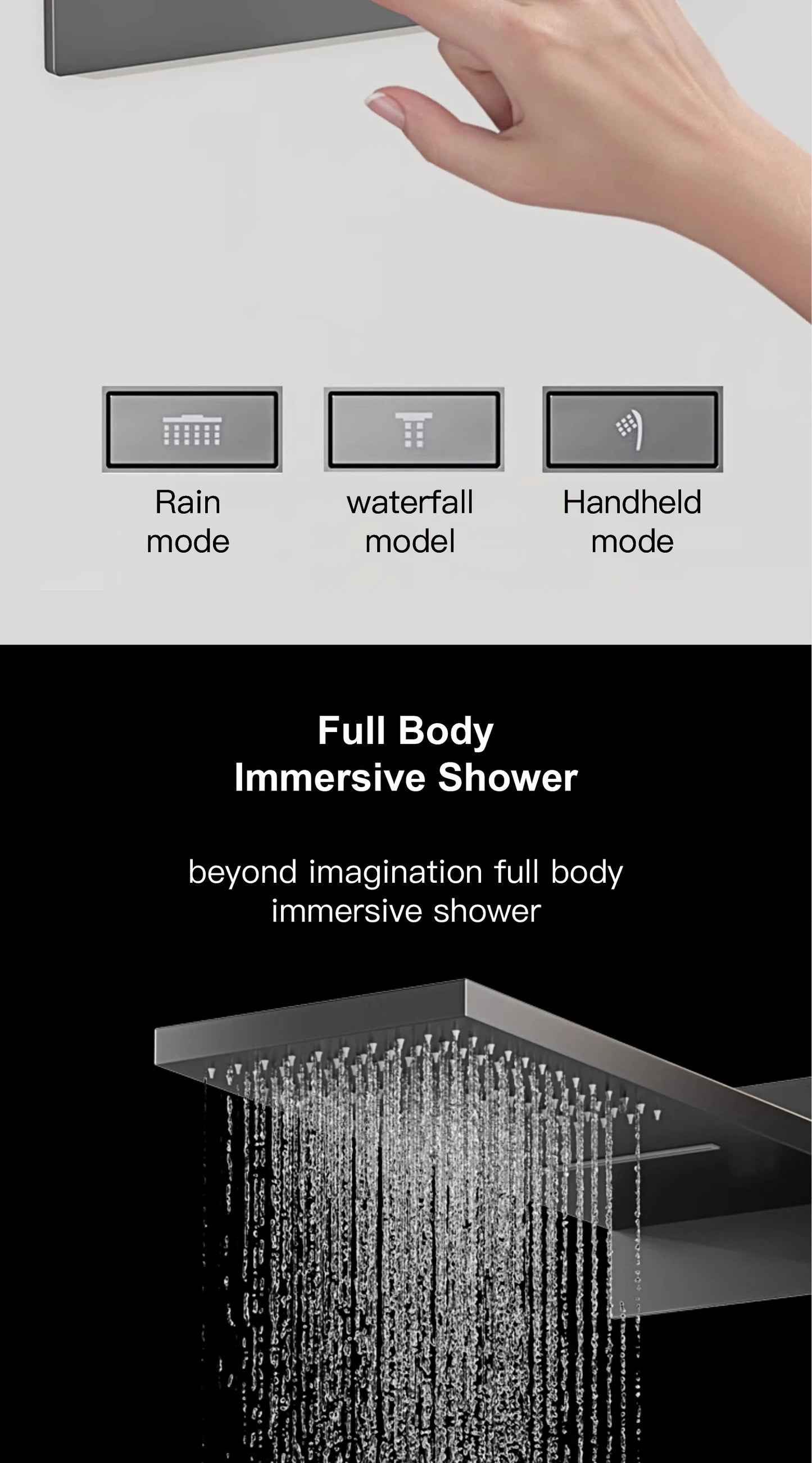 Luxury brass gun gray wall mounted shower system, wall mounted design with constant temperature LED digital display bathroom Tap