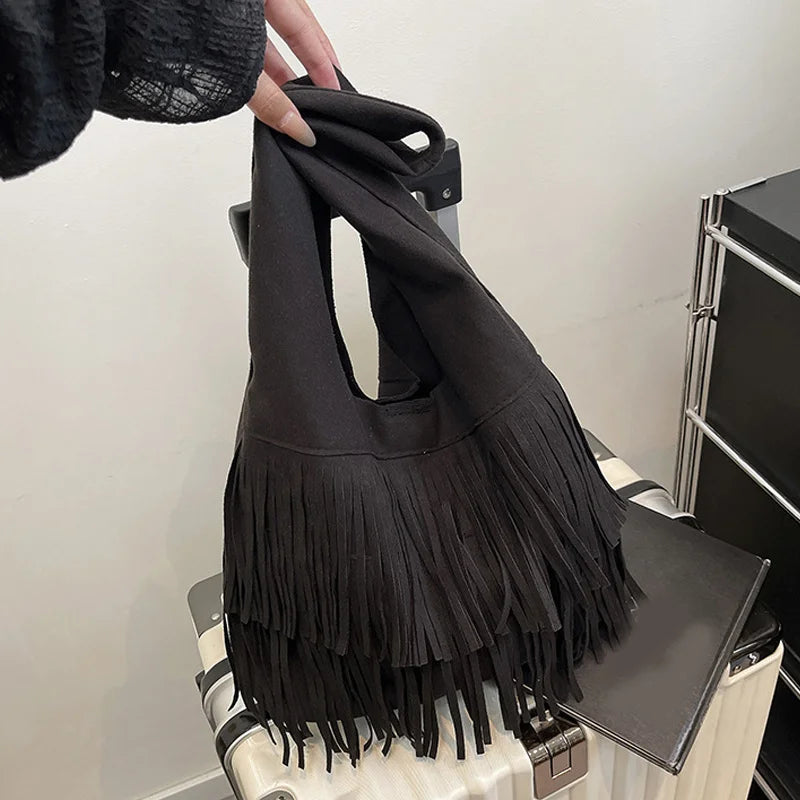 Suede Tassel High Quality Faux Shoulder Bags Fashion Large Capacity Sense of Luxury Popularity Women's Tote Bags Casual New
