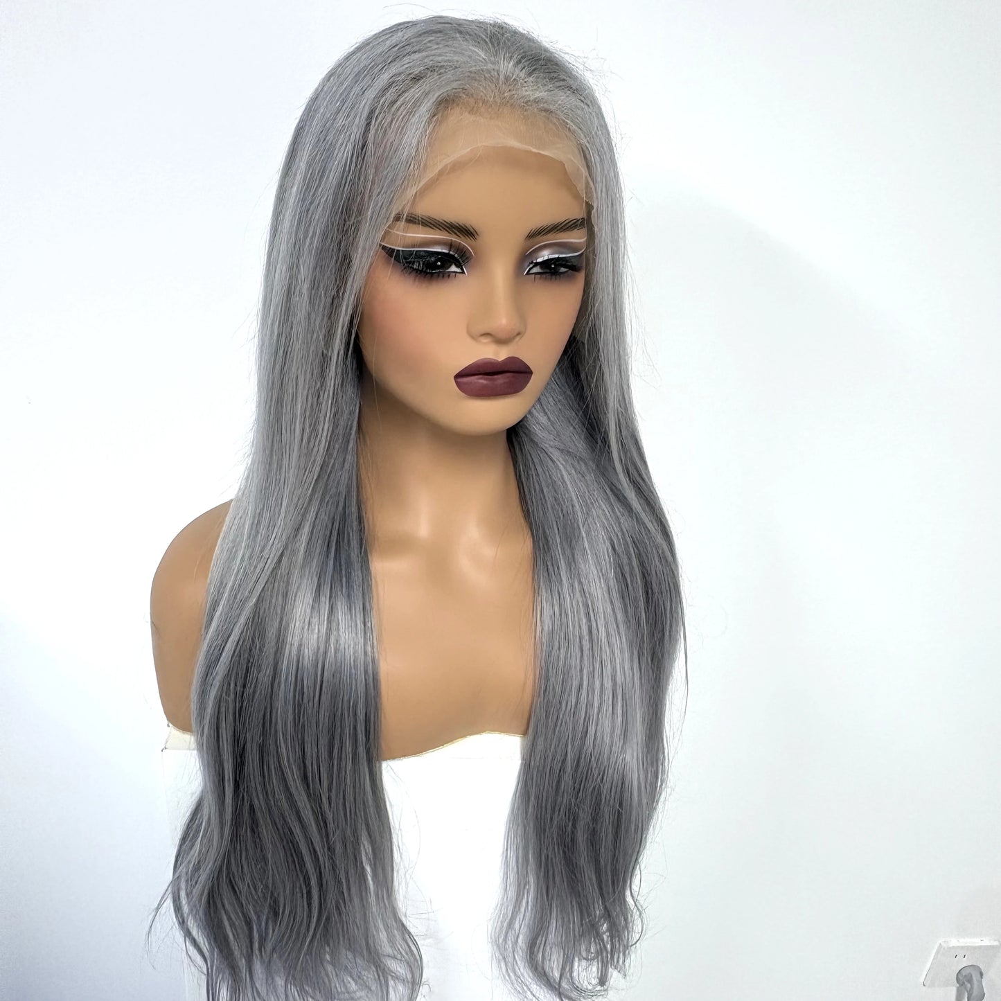 13x4 Lace Frontal Pink Straight Human Hair Wig 26 28inch 250 Density Pre Plucked Red Hair Wig Grey Lace Front Wigs for Women