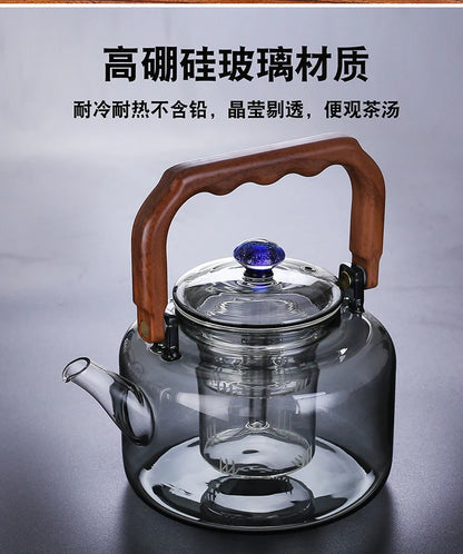 High Borosilicate Glass Teapot Thickened Filter Integrated Steaming and Boiling Teapot High-capacity Home Kung Fu Tea Set