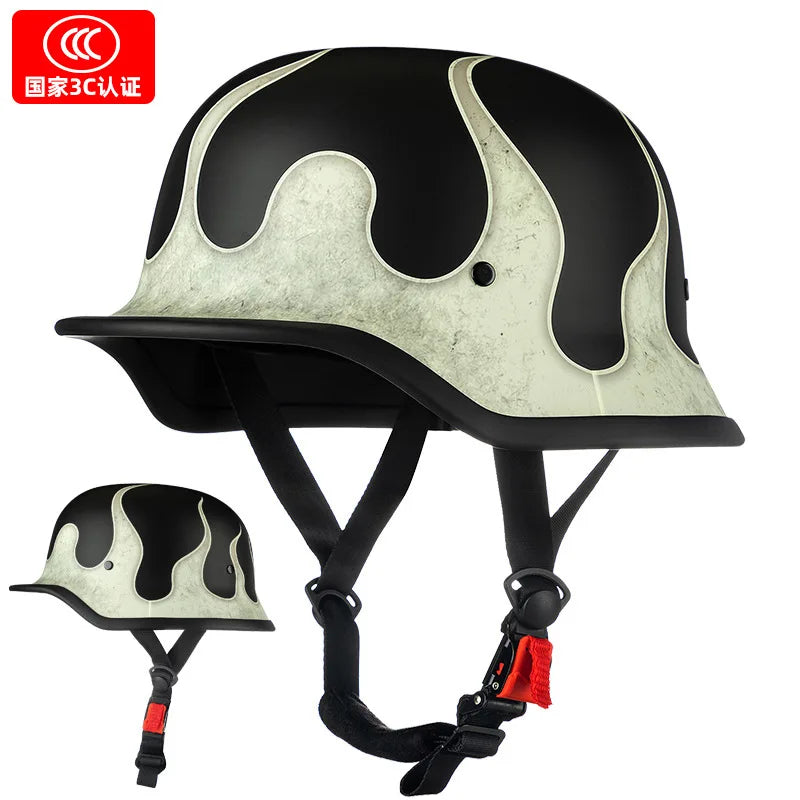 German Soldier Helmet Motorcycle for Harley Retro Half Helmet Motorcycle Helmet Summer 3C Certification Scoop Helmet Cruise Car