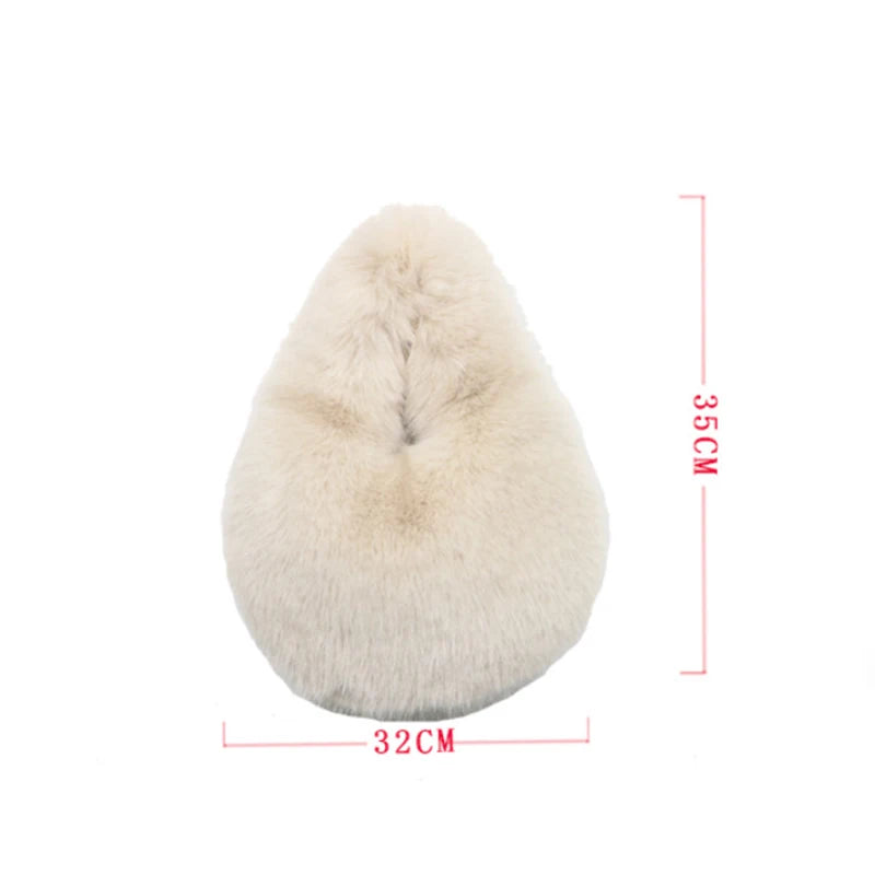 Winter Shoulder Bags Casual Furry for Women Solid Color Soft Plush Ladies Clutch Purse Handbags Lightweight Female Hobos Bag