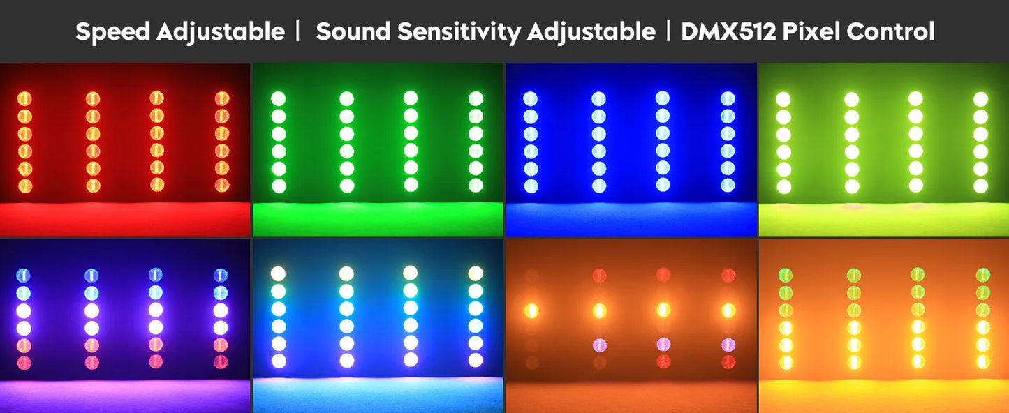 DayFlicker 350W 6-LED COB Linear Vintage Light Stage Light 1-20Hz Flash DMX512 15/33CH For DJ Concert Weddings Nightclub Dance