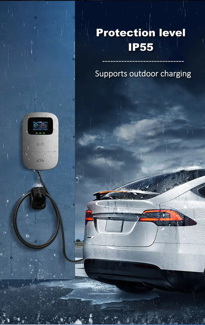 JIGU SAE J1772 EV Charger Type 1 Wallbox Electric Vehicle Charging Station EVSE 7KW 32A 220V 1 Phase Car Charger With Screen