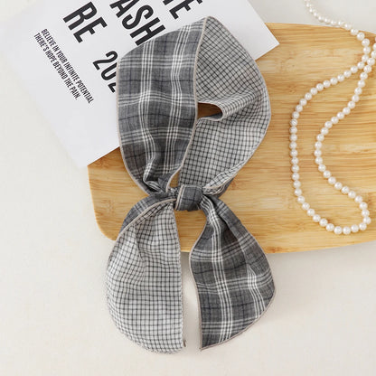 British Cotton Skinny Plaid Scarf Fashionable Outfit Hairband Necktie Scarf Small Shawl Headscarf Neck Protection Scarf 11X120cm