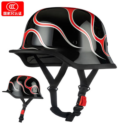 German Soldier Helmet Motorcycle for Harley Retro Half Helmet Motorcycle Helmet Summer 3C Certification Scoop Helmet Cruise Car