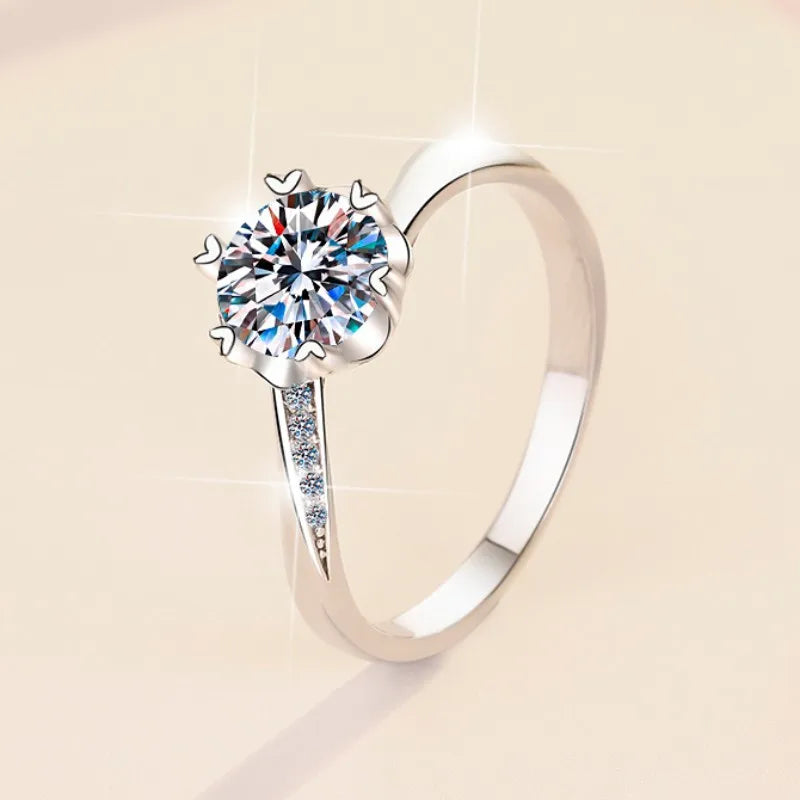 Snowflake Design PT950 Platinum 1CT Moissanite Ring Women's Sparkling Daily Engagement Band