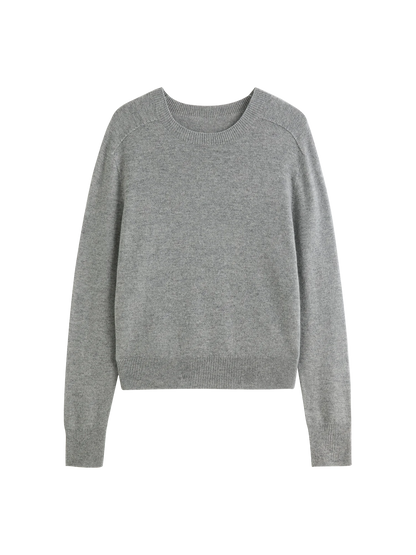 FSLE 100% Wool Seamless One-piece Knit Shirt Sweater For Women Autumn Winter New Design Wool Crew Neck Versatile Casual Sweater