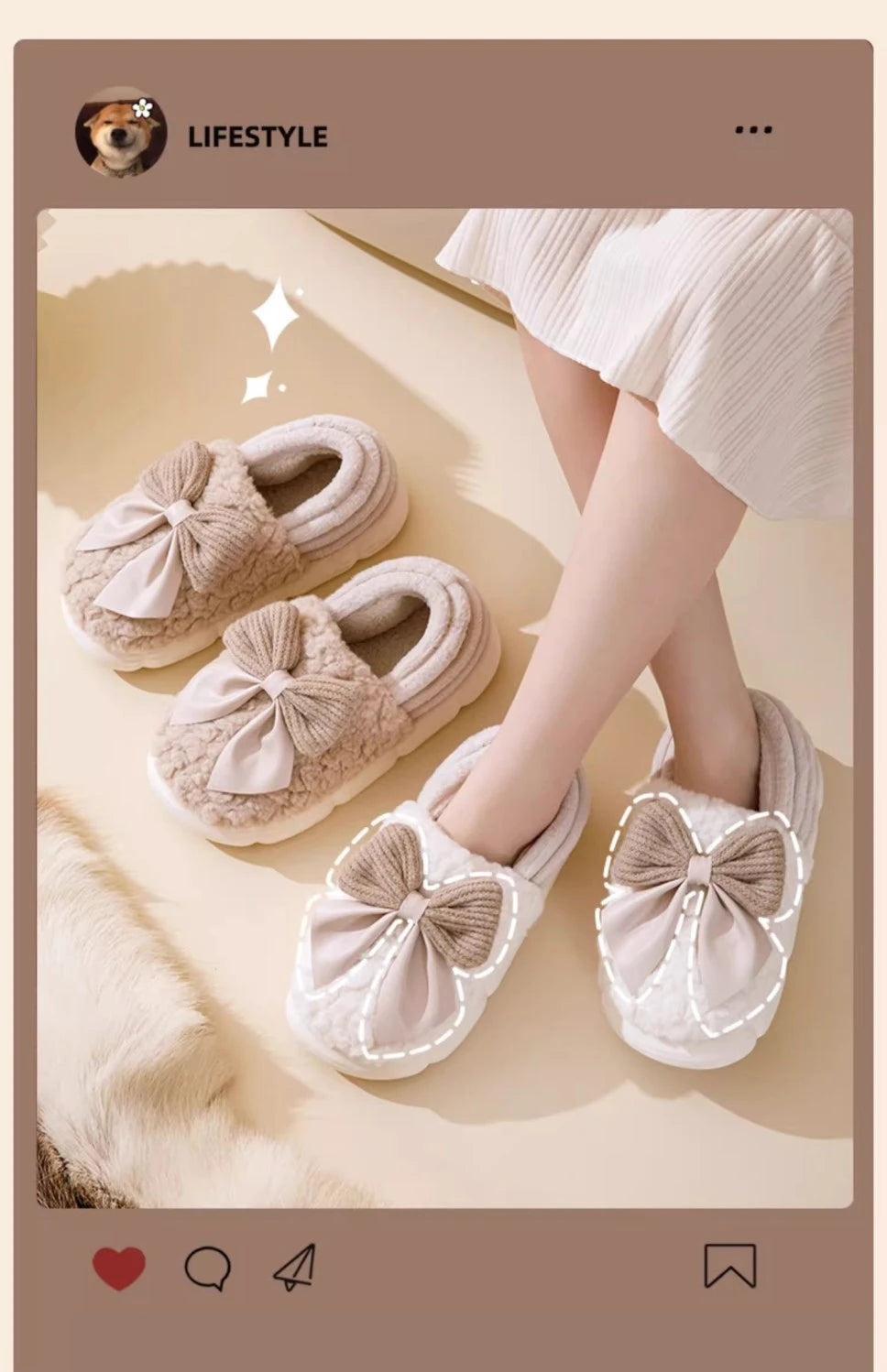 Thick Soled Non Slip Home Plush Slippers 2025 New Cotton Slippers for Women Bow Slippers for Autumn and Winter Warm for Women