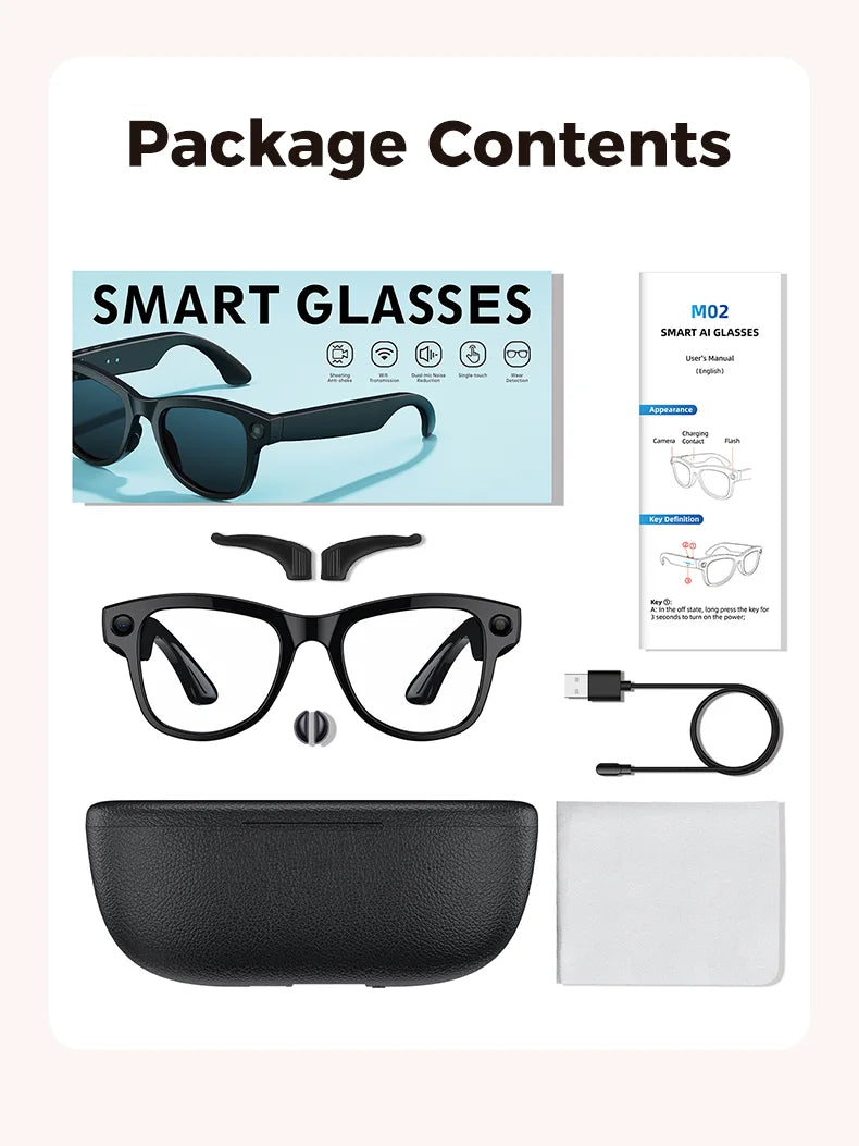 2026 New 4K HD AI Smart Glasses Men 800W Pixel Camera Bluetooth Call 4GB WIFI Transmission 3600mAh Battery Smart Glasses Women