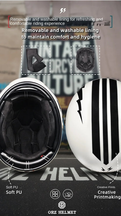ORZ Motorcycle Helmet DOT Certification Retro Full Face Off Road Helmet Cascos Para Motos Capacete Casco Moto
