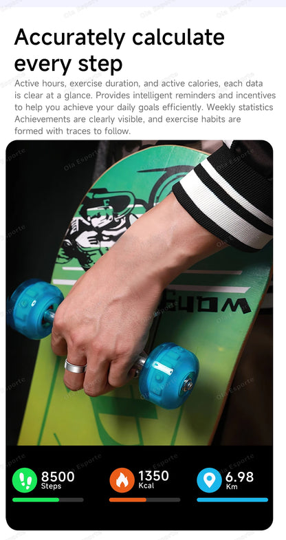 2025 New Smart Ring Call Alert Heart Rate Blood Oxygen Monitoring Pedometer Calorie Multifunctional Fitness Smart Finger Rings