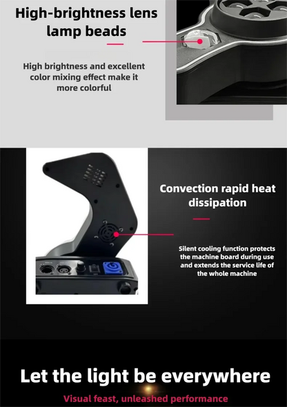 Shuriken Moving Head DJ Lights Rotating 120W RGBW 4 in 1 DJ Equipment Stage Light Strobe for DJ Disco Party Event Stage Effect
