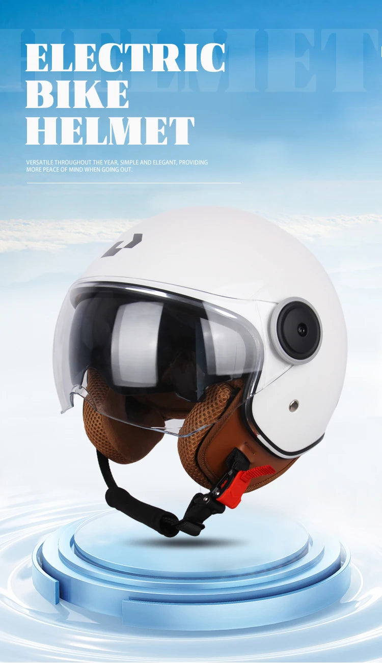 UCHOOSE 3/4 Open Face Motorcycle Helmets With For Men Women Vintage  Moto Bike Cascos Scooter Protective helmets
