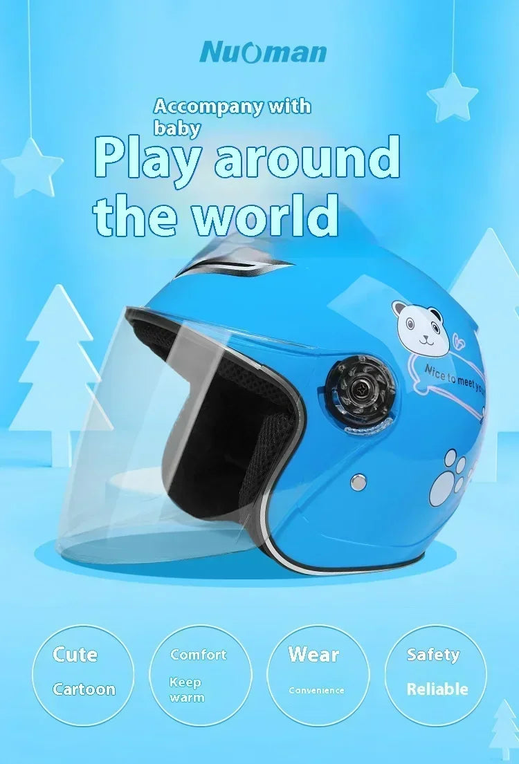 Cartoon Children Helmet With Pattern Four Seasons Safety Protection Child Outdoor Sports Motorcycle Open Face Cute