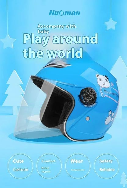 Cartoon Children Helmet With Pattern Four Seasons Safety Protection Child Outdoor Sports Motorcycle Open Face Cute