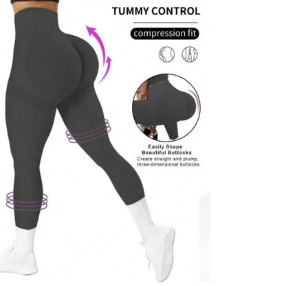 Women's tight yoga seamless pants, solid color multi-color optional, high waist belly-closing exercise running Capri yoga pants,