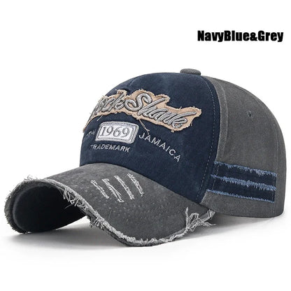 Scratched Brushed Patch Letter Embroidery Distressed Adjustable Cotton Hard Top Baseball Cap Sun Hat Trucker Caps Dad Hats