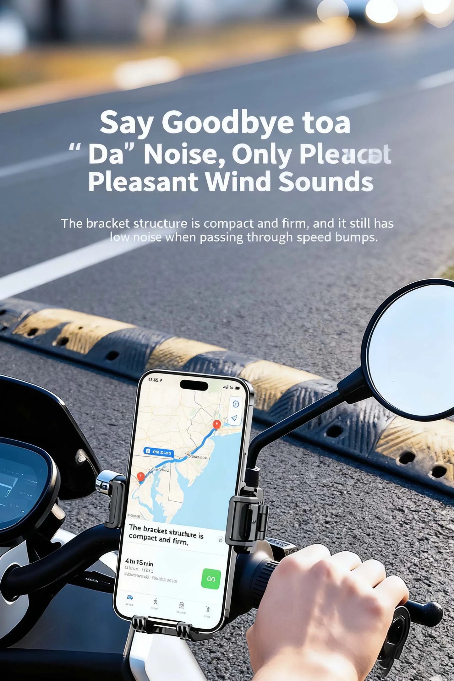 Motorcycle Riding Shock-Absorbing Phone Holder Adjustable Anti-Theft Quick Release Navigation Bracket with Mountain/Road Bicycle