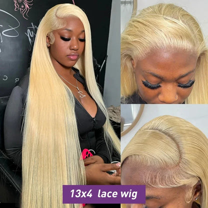 38 Inch 613 Straight Human Hair Wig With Baby Hair 13x4 Hd Lace 613 Blonde Wig Pre Plucked Bleached Knots 220 Density For Women
