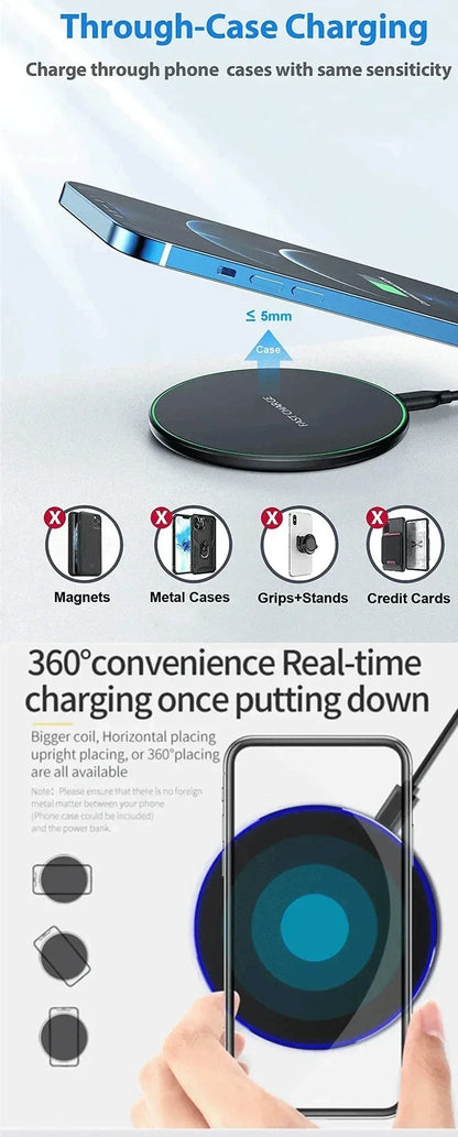 Wireless Charger Mobile Phone Chargers Pad Stand For iPhone 16 15 14 13 12 11 Pro Max Samsung Xiaomi Fast Charging Dock Station