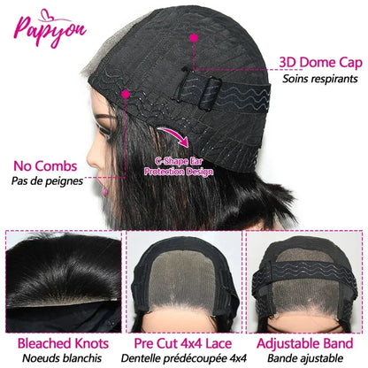 2026 NEW Short Bob Wigs Straight Glueless Wig Ready To Wear  Wigs Pre Cut Elastic Drawstring Upgraded No Glue Lace Air Wig