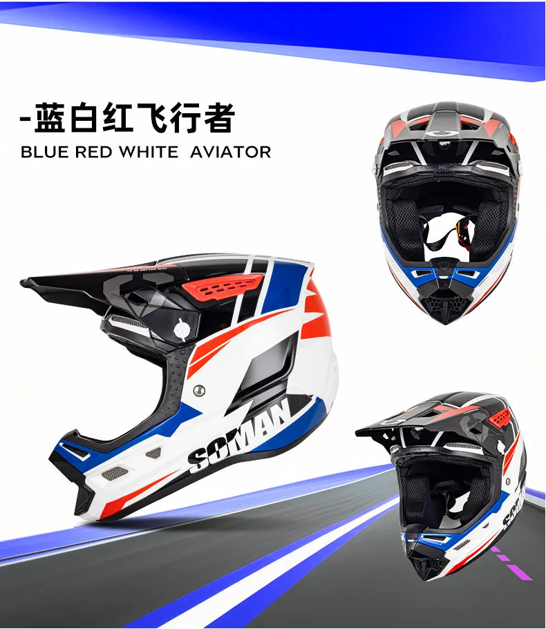 SOMAN CE Certified Off Road Motorcycle Helmet Мотошлем Lightweight Breathable Personalized Adult Motocross Capacete 0.15