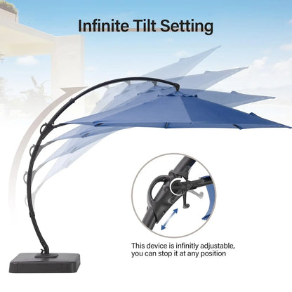 Outdoor Patio Umbrella, Curvy Cantilever Umbrella, Heavy Duty Offset Hanging Umbrella with 360° Rotation for, Customized