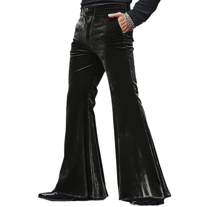 High Street Velvet Flared Pants For Men Vintage Slim Fit Suit Trousers Spring Autumn Fashion Comfort and Soft Pant Streetwear