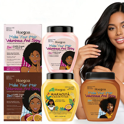 Leave-In Conditioner Cream with Plant Keratin & Argan Oil - Repairing & Frizz Control for Dry Damaged Curly Hair Shine Enhancer