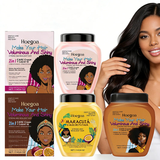 Leave-In Conditioner Cream with Plant Keratin & Argan Oil - Repairing & Frizz Control for Dry Damaged Curly Hair Shine Enhancer