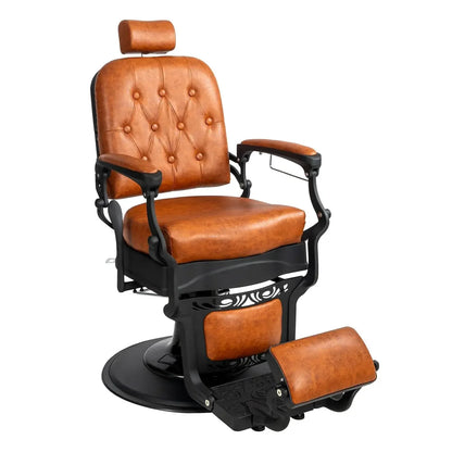 700lbs Heavy Duty Vintage Recline Barber Chair – Hydraulic, 360° Rotatable with Headrest for Professional Salons,Customized
