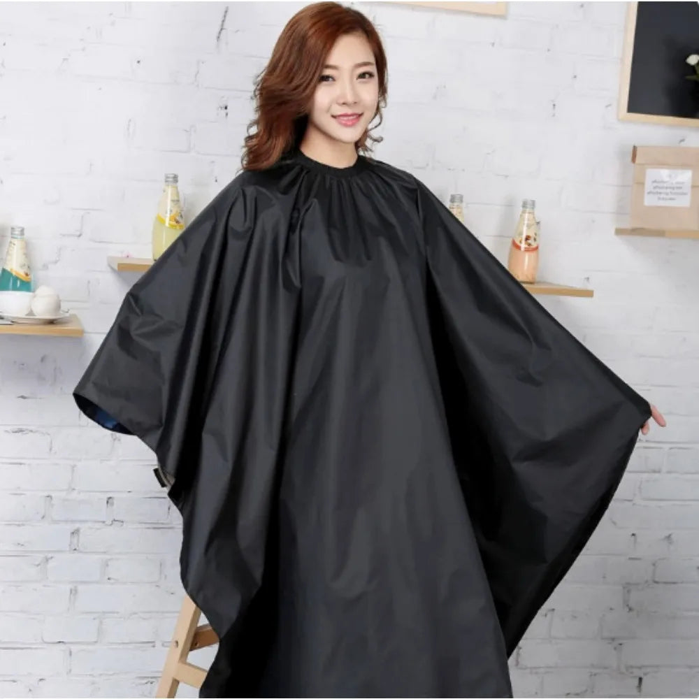 Black Hairdressing Coat Anti-fouling Neckline Hairdress Gown with Buckle Haircut Cloth for Barbershop Styling Capes