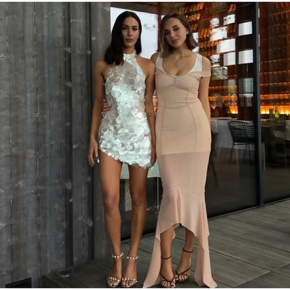 Sheer Mesh Overlay Lace Hem Slip Midi Dress Slim Spaghetti Strap 2026 Summer Elegant Women Bodycon Dress Trendy Date Lady Gown
