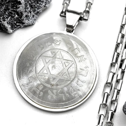 Hebrew Star of David Natural Shell Pendant Necklace for Women Men Stainless Steel Gold Silver Color Jewish Bless Chain Jewelry