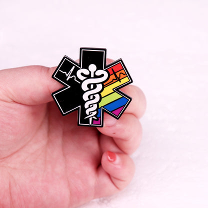 Rainbow Pride Star of Life Badge Medical LGBT Gay Pride Enamel Pin Brooch Jewelry Backpack Decorate Gifts