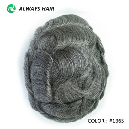 I SKIN Men's Capillary Prothesis 0.12-0.14mm Indian Human Hair 130% Hair Density Men Toupee 6x8 6x9 7x9 7x10 8x10 Size Wig Man