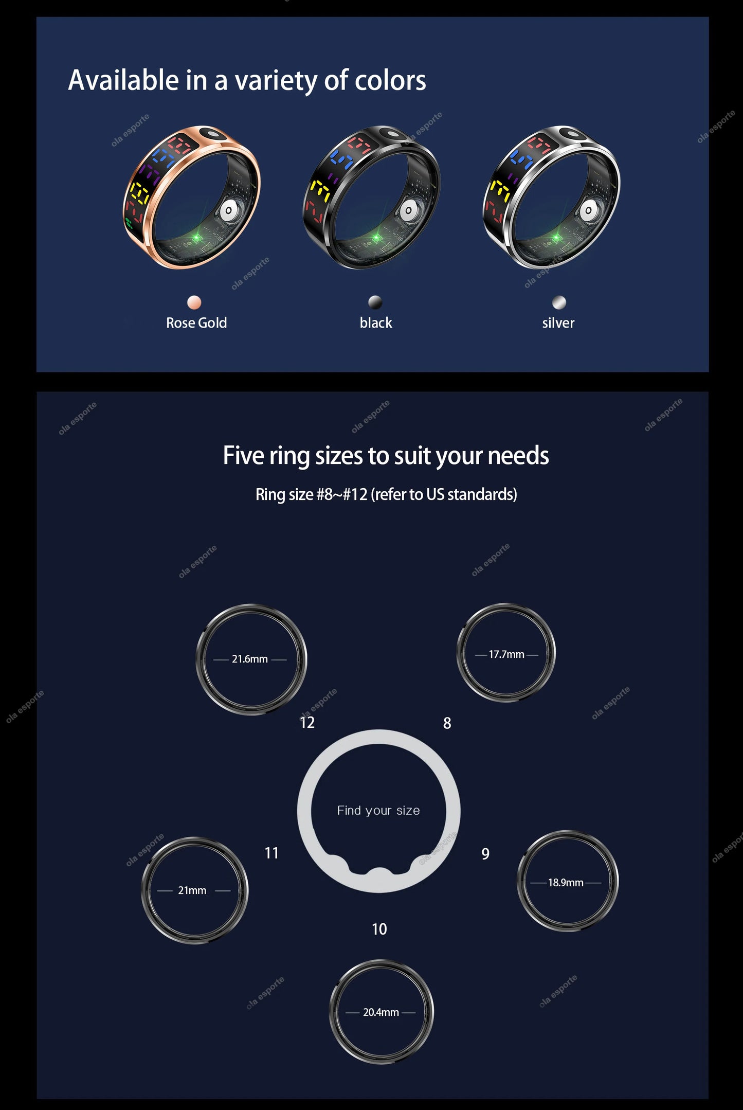R12 Smart Ring With LED Screen Bluetooth Health Monitor Blood Oxygen Sleep Heart Rate Multi-sport Mode Waterproof IP68&5ATM ring