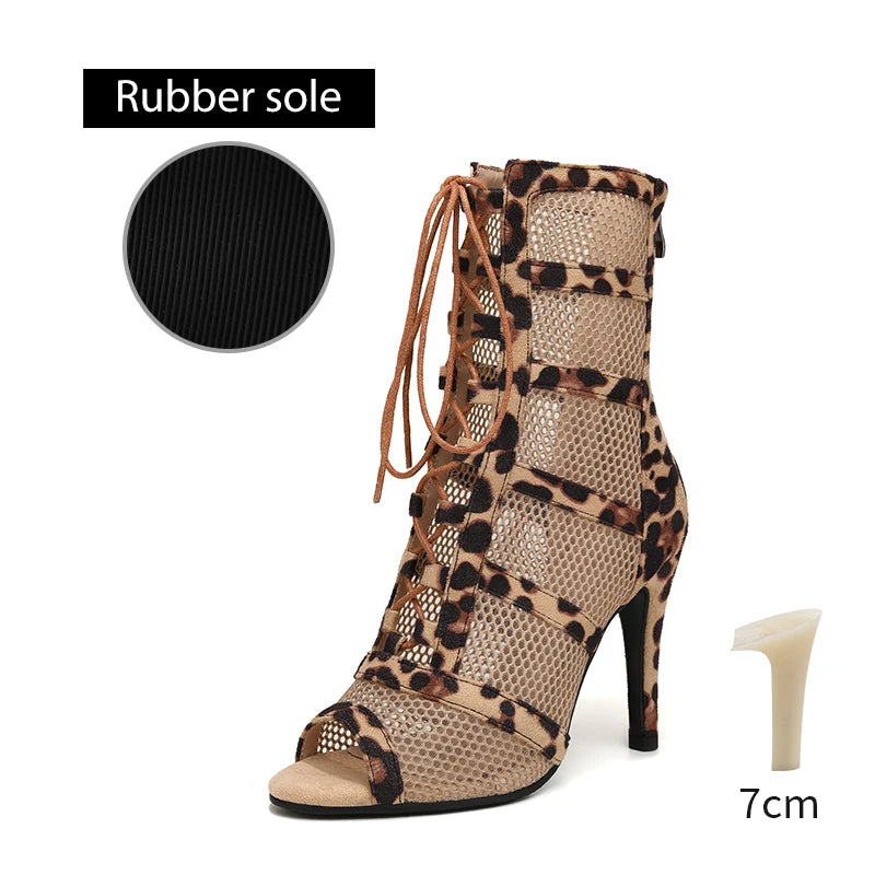 DKZSYIM Dance Boots Latin Women Ballroom Dance Shoes Ladies Girls Soft Soles Tango/Salsa Dance Shoes Sexy Thin Heel 7cm-11cm