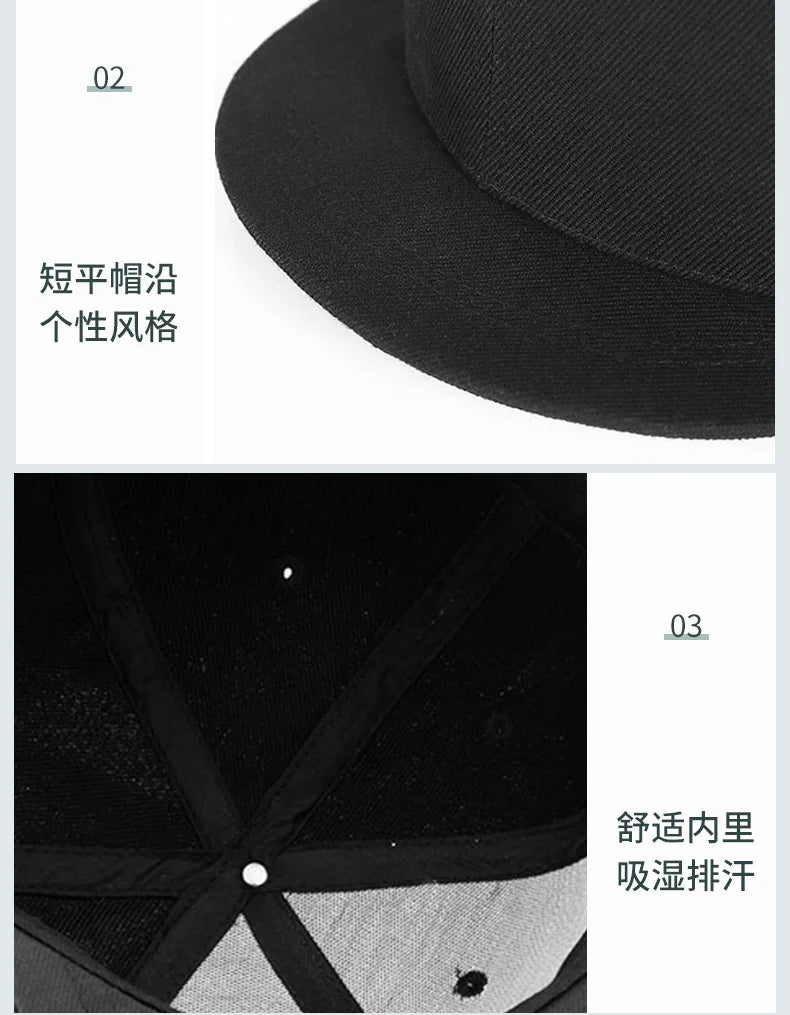 Short Brim Baseball Cap Small Head Women Flat Bill Sport Sun Hat Men Oversize Large Snapback Cap 52-54cm 55-57cm 58-60cm 61-63cm
